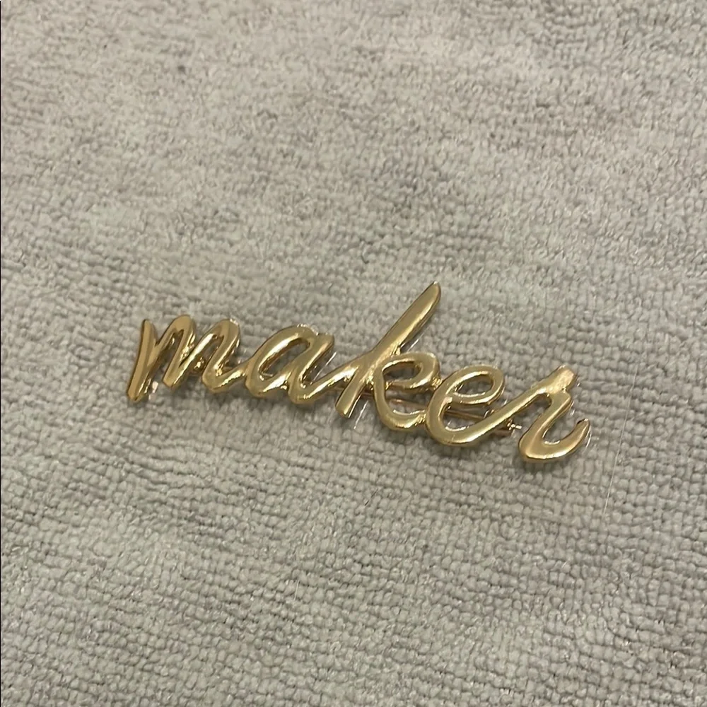 Gold 'Maker' Script Pin - Picture 1 of 2